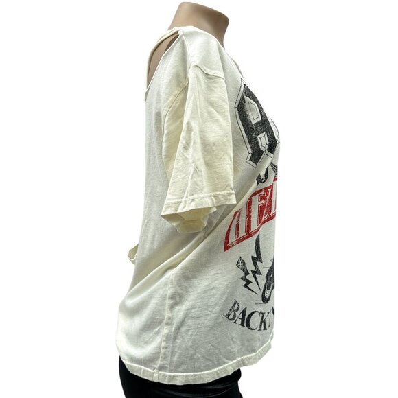Recycled Karma AC/DC Hells Bells Back In Black Graphic Band Tee Crisscross S - Picture 3 of 8